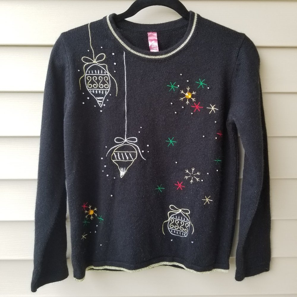 Vintage Embroidered Christmas Light Ugly Sweater